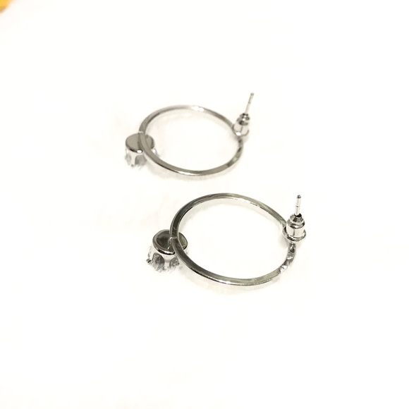 NEW: Stylish Silver CZ💎Geometric Circle Earrings - Picture 7 of 15